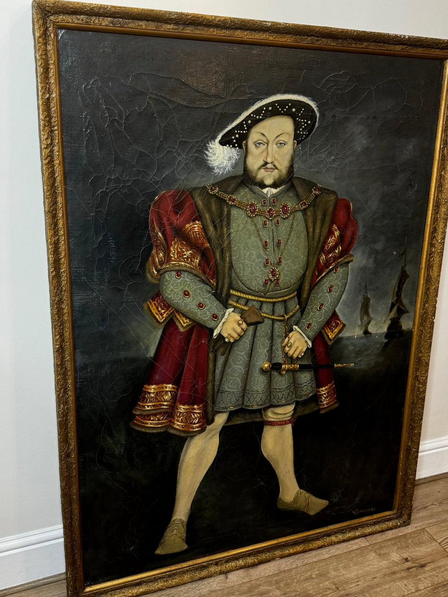 Huge Oil Painting Royalty Portrait English King Henry VIII After