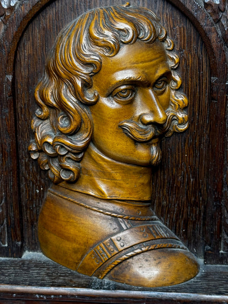 17th Century Wall Portrait Sculpture Sir Edward Massey Governor City Of Gloucester - Cheshire Antiques Consultant Ltd