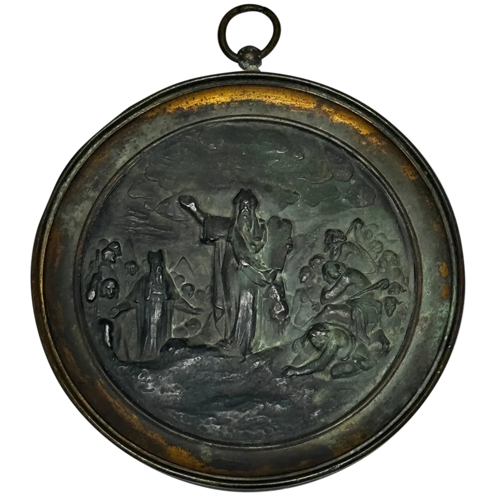 19th Century Bronze Wall Plaque Biblical Moses Ten Commandments - Cheshire Antiques Consultant Ltd