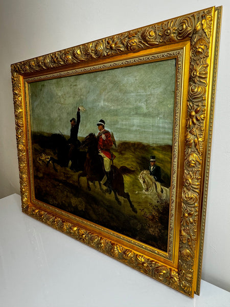 19th Century French Parisian Huntsman Oil Painting With Foxhounds By Guillaume Urban Régamey - Cheshire Antiques Consultant Ltd