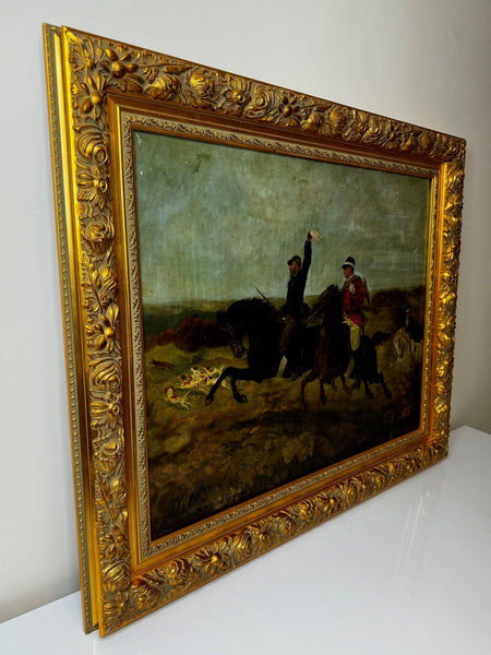 19th Century French Parisian Huntsman Oil Painting With Foxhounds By Guillaume Urban Régamey - Cheshire Antiques Consultant Ltd