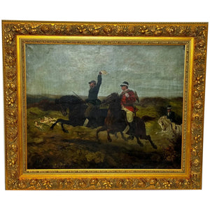 19th Century French Parisian Huntsman Oil Painting With Foxhounds By Guillaume Urban Régamey - Cheshire Antiques Consultant Ltd