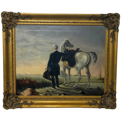 19th Century Oil Painting Field Marshal Duke of Wellington Surveying the Field of Waterloo - Cheshire Antiques Consultant Ltd