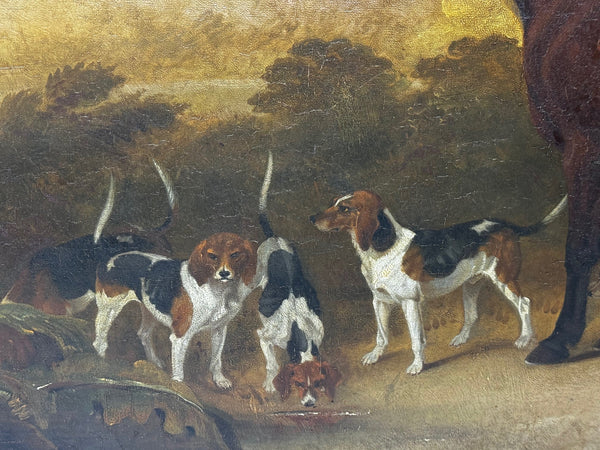 19th Century Oil Painting The Clandon Harriers Hunt John Imms Of Ringmer Up Libertine - Cheshire Antiques Consultant Ltd