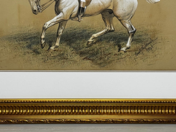 Large Quorn Hunt Painting by Basil Nightingale, Tom Firr on Grey Horse 1895