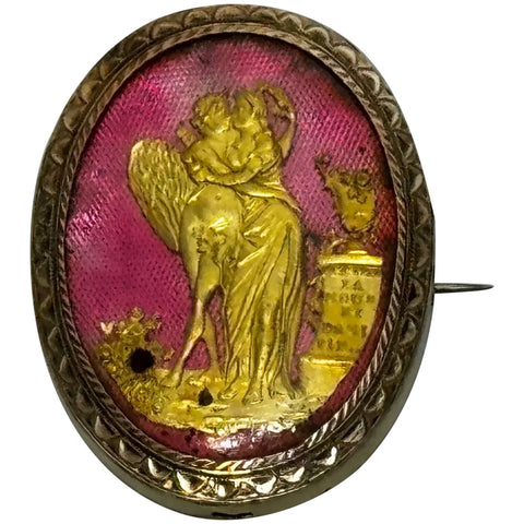 Neoclassical 14ct Gold French 18th Century Jewel Cupid and Psyche Brooch, c.1760