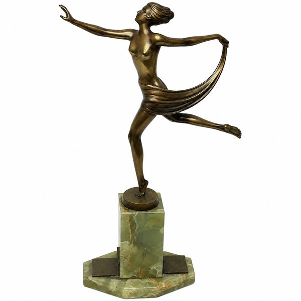 Art Deco Sculpture Dancing Ballerina Lady Signed By Josef Lorenzl