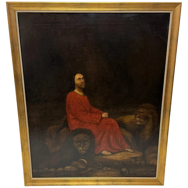 19th Century Oil Painting Daniel in the Lions' Den