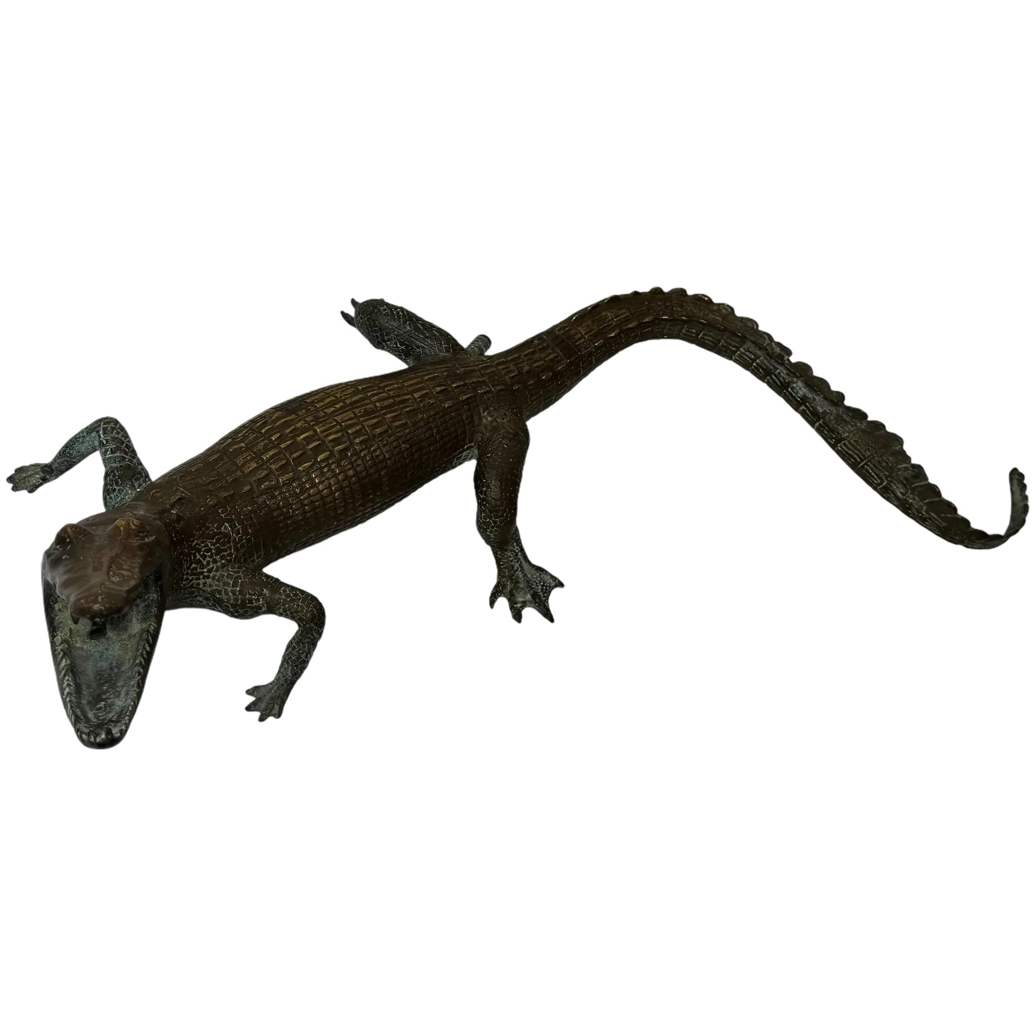 French Antique Bronze Crocodile Fountain Head Water Feature In the manner of Antoine-Louis Barye, c.1920