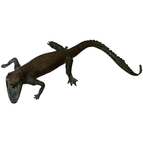 French Antique Bronze Crocodile Fountain Head Water Feature In the manner of Antoine-Louis Barye, c.1920