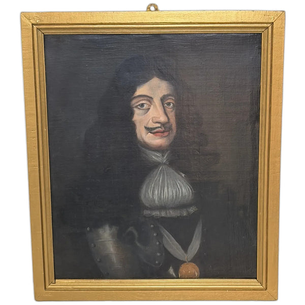 Restoration-Era Majesty: Oil Portrait of King Charles II with the Order of the Garter