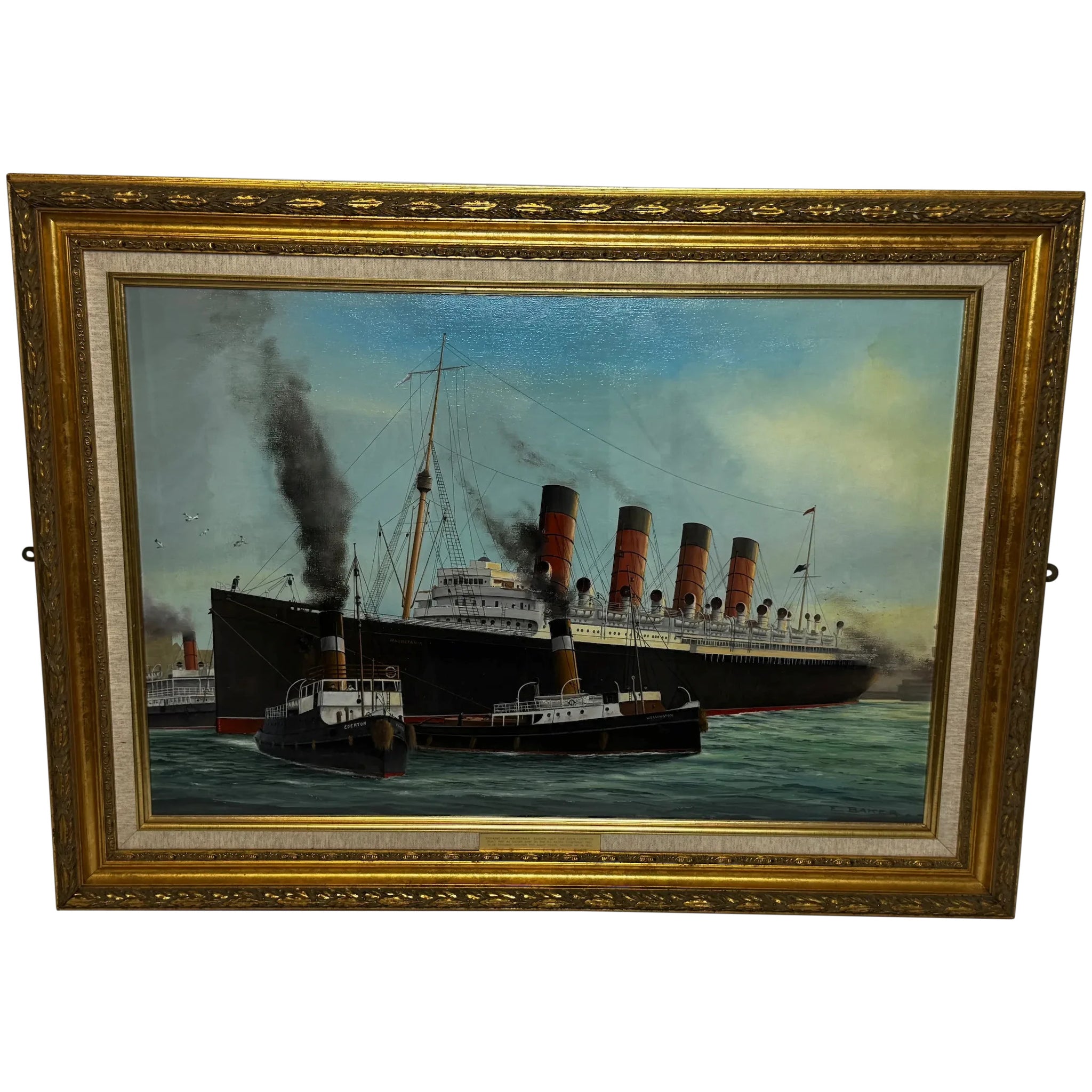 Historic Marine Painting 🚢 Docking RMS Mauretania In Liverpool 1907