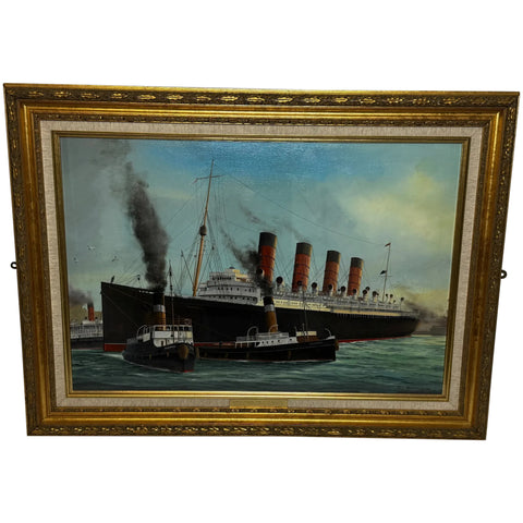Historic Marine Painting 🚢 Docking RMS Mauretania In Liverpool 1907