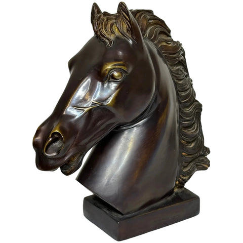 Italian Bronze Horse Head Sculpture Expressive Romanelli Studio Style Florentine Equestrian
