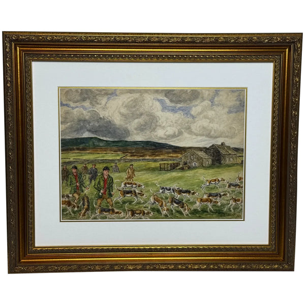 Painting Boxing Day Badsworth Hunt 1943 signed by George Anderson Short