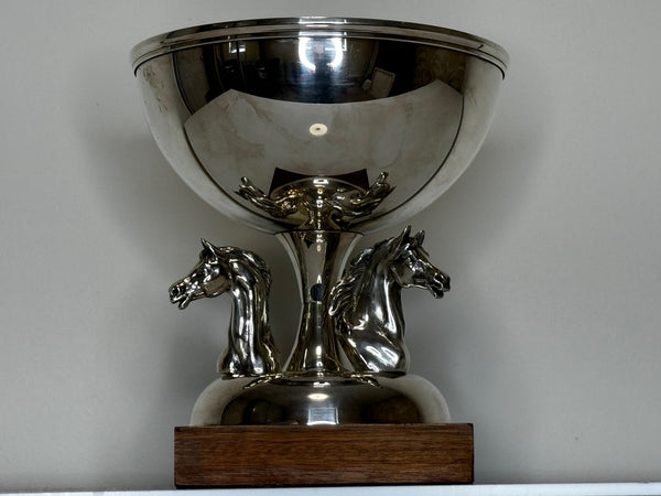 French Silver Plate Equestrian Horse Trophy Style Of Cadre Noir de Saumur