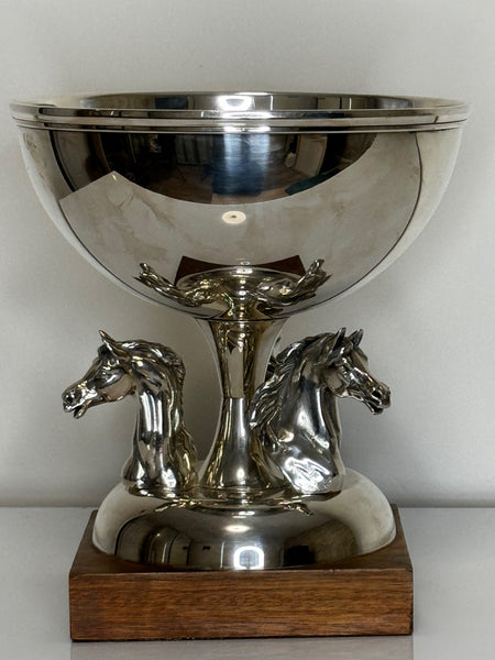 French Silver Plate Equestrian Horse Trophy Style Of Cadre Noir de Saumur