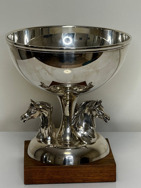 French Silver Plate Equestrian Horse Trophy Style Of Cadre Noir de Saumur