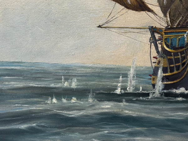 Marine Oil Painting The Battle Of Trafalgar October 21st 1805 Nelson’s Line About To Break Through