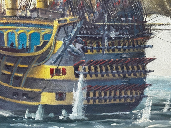 Marine Oil Painting The Battle Of Trafalgar October 21st 1805 Nelson’s Line About To Break Through