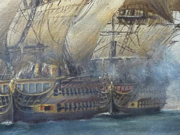 Marine Oil Painting The Battle Of Trafalgar October 21st 1805 Nelson’s Line About To Break Through