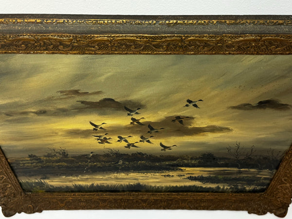 Oil Painting Canadian Ducks Pintails Flushed Out Wetlands In British Columbia By Hugh Monahan