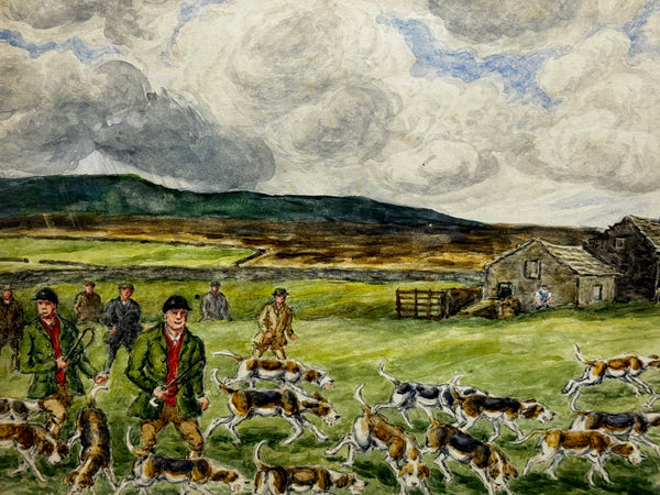 Painting Boxing Day Badsworth Hunt 1943 signed by George Anderson Short
