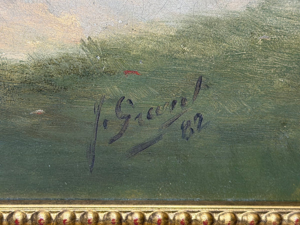 Victorian Equestrian Oil Painting Gentleman Riding In Top Hat At Hyde Park Dated 1887