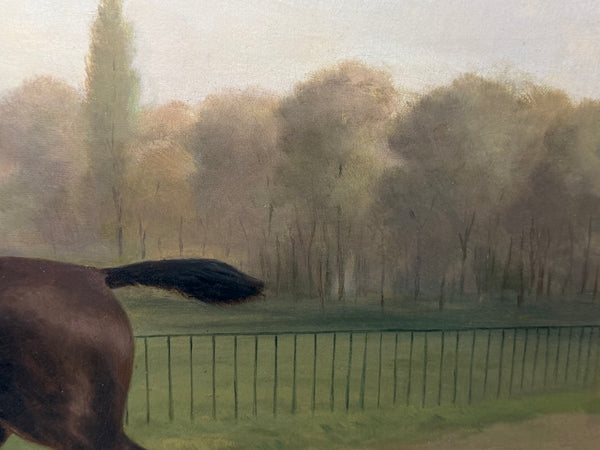Victorian Equestrian Oil Painting Gentleman Riding In Top Hat At Hyde Park Dated 1887
