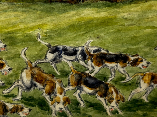 Painting Boxing Day Badsworth Hunt 1943 signed by George Anderson Short