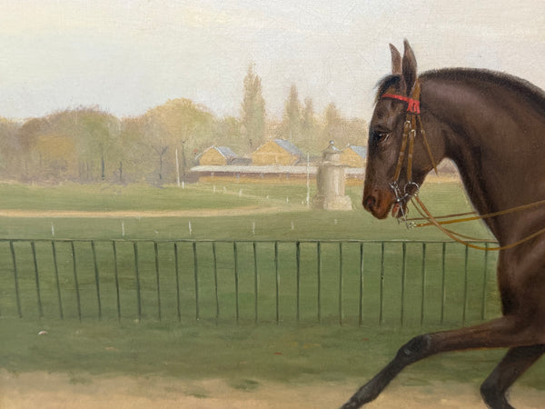 Victorian Equestrian Oil Painting Gentleman Riding In Top Hat At Hyde Park Dated 1887