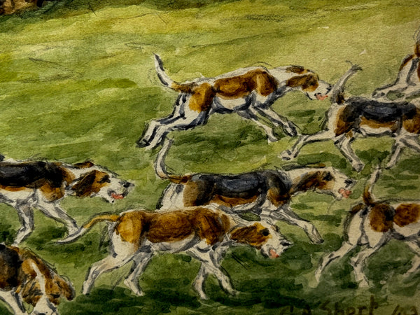 Painting Boxing Day Badsworth Hunt 1943 signed by George Anderson Short