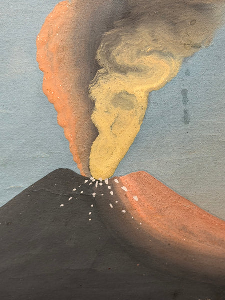 19th Century Neapolitan School Mount Vesuvius Eruption 1844 Gouache Painting