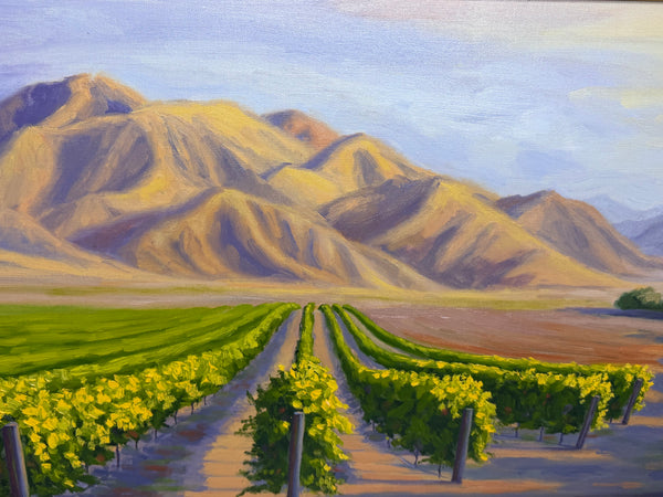 California Rancho Sisquoc Vineyard Oil Painting Memories of Foxen Canyon by Laurel Sherrie