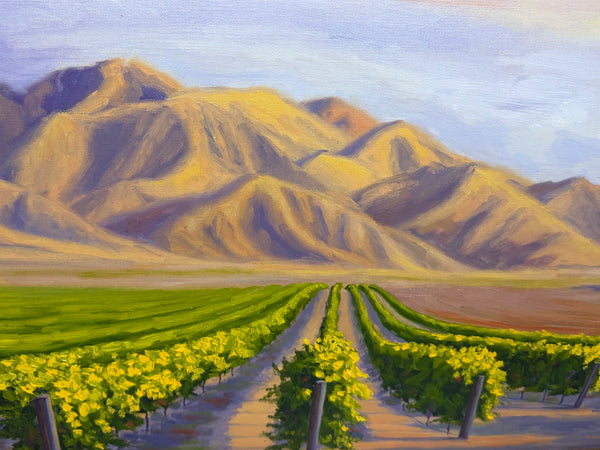 California Rancho Sisquoc Vineyard Oil Painting Memories of Foxen Canyon by Laurel Sherrie
