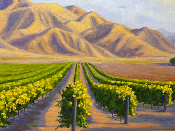 California Rancho Sisquoc Vineyard Oil Painting Memories of Foxen Canyon by Laurel Sherrie