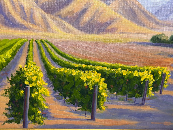 California Rancho Sisquoc Vineyard Oil Painting Memories of Foxen Canyon by Laurel Sherrie