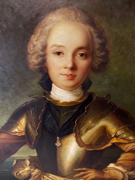 Baroque Grandeur Portrait of Jean Philippe d’Orléans in Ceremonial Armour After Jean-François de Troy