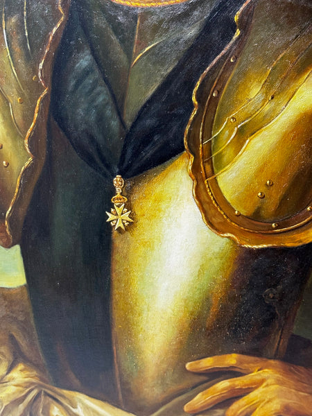 Baroque Grandeur Portrait of Jean Philippe d’Orléans in Ceremonial Armour After Jean-François de Troy