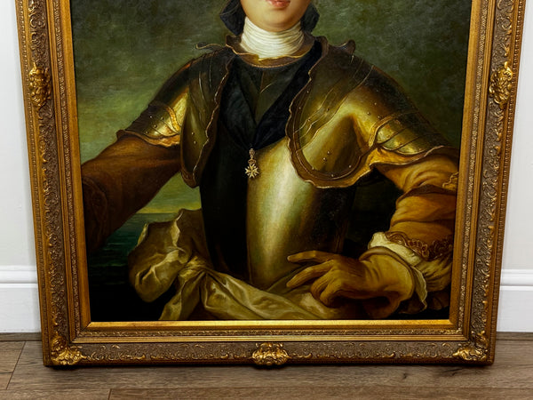 Baroque Grandeur Portrait of Jean Philippe d’Orléans in Ceremonial Armour After Jean-François de Troy