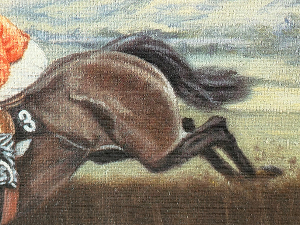 Peter Deighan Sporting Oil Painting Burrough Hill Lad  & Brown Chamberlin Cheltenham Gold Cup 1984 Signed Both Jockeys
