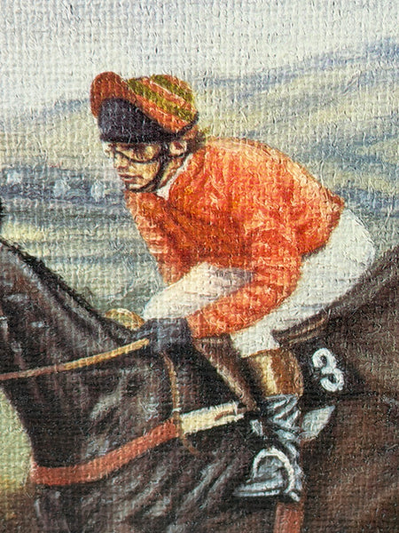 Peter Deighan Sporting Oil Painting Burrough Hill Lad  & Brown Chamberlin Cheltenham Gold Cup 1984 Signed Both Jockeys