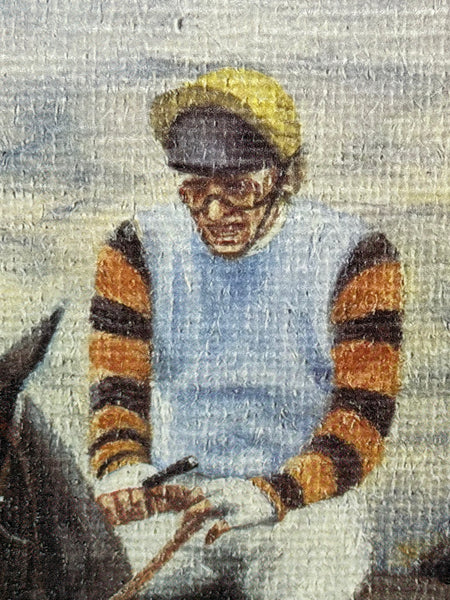 Peter Deighan Sporting Oil Painting Burrough Hill Lad  & Brown Chamberlin Cheltenham Gold Cup 1984 Signed Both Jockeys