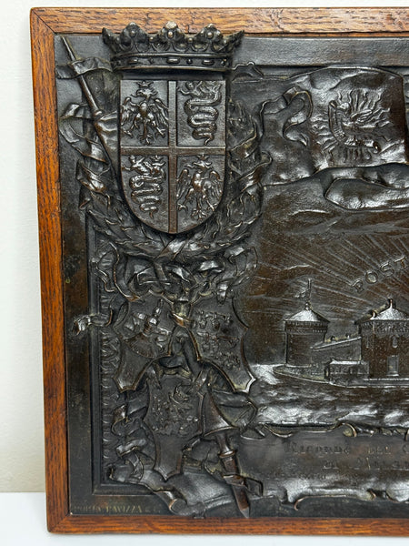 🏛️ Exceptional Milanese Bronze Relief Renaissance Revival Heraldry Castello Sforzesco Wall Sculpture