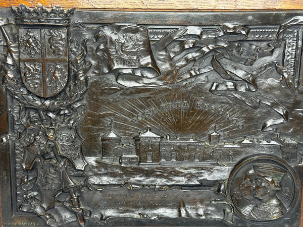 🏛️ Exceptional Milanese Bronze Relief Renaissance Revival Heraldry Castello Sforzesco Wall Sculpture