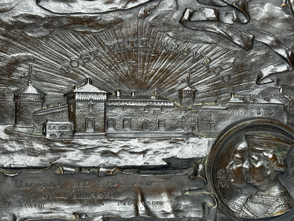 🏛️ Exceptional Milanese Bronze Relief Renaissance Revival Heraldry Castello Sforzesco Wall Sculpture