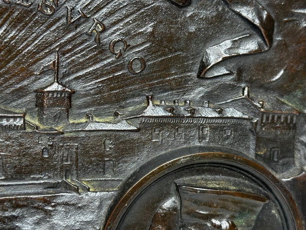 🏛️ Exceptional Milanese Bronze Relief Renaissance Revival Heraldry Castello Sforzesco Wall Sculpture