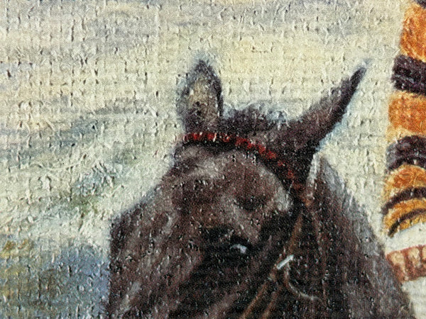 Peter Deighan Sporting Oil Painting Burrough Hill Lad  & Brown Chamberlin Cheltenham Gold Cup 1984 Signed Both Jockeys