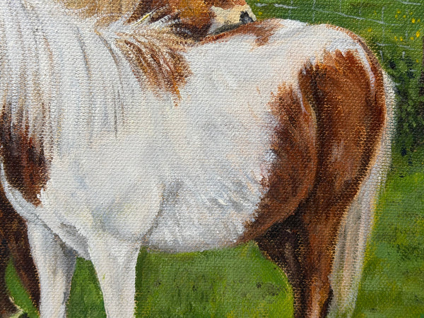 David Lamb British Equestrian Oil Painting Shetland Groom With Ponies