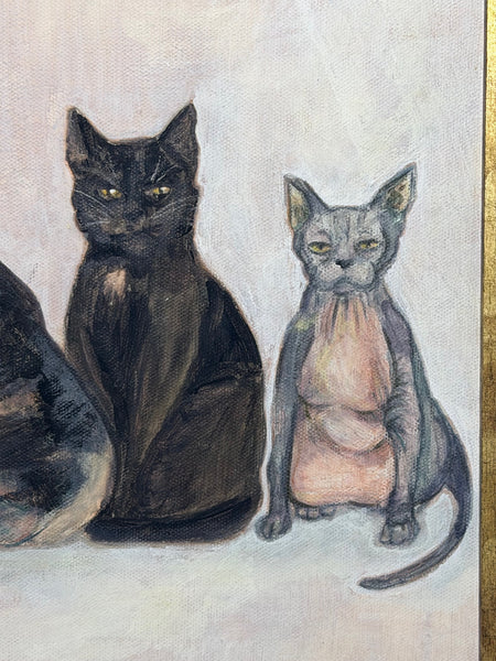 Five Cats Pastel Drawing In The Manner Of Louis Wain – The Curious Quintet